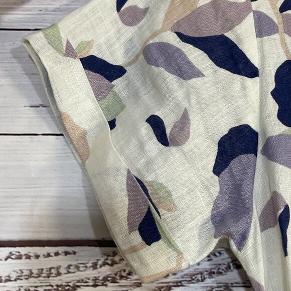 Rachel Zoe 100% Linen Pastel Flowered Button Shirt Dress Medium - Picture 6 of 11